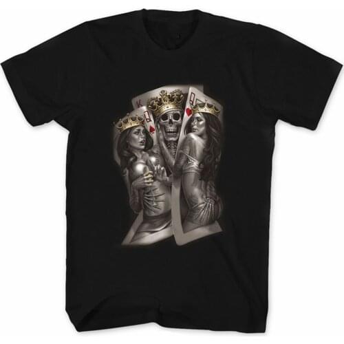 Unique 2 of Kind Skull King Queen Cards Play Game Tattoo Ink Mens T-Shirt. Summer Cotton Short Sleeve O-Neck Unisex T Shirt New