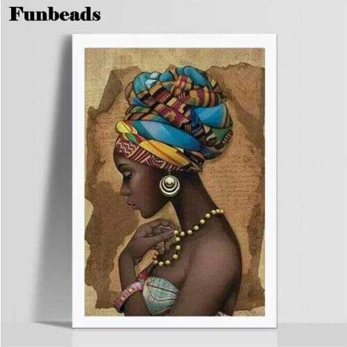 African woman Diamond embroidery full square round mosaic rhinestones 5d diy diamond painting portrait decor home art FF852