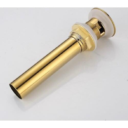 Vidric Golden Drains Brass Bathroom Basin Sink Vanity Push Down Drain Stopper With/Without Overflow Hole Faucet Accessories