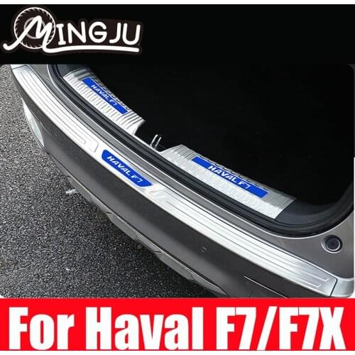 For Haval F7 F7X Rear Bumper Protector Trim Cover Car Trunk Chromium Styling Anti Scratch Plate Exterior Part 2018 2019 2020