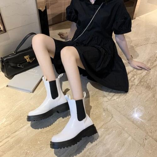 Women Chunky Heel Ankle Boots Woman Shoes Autumn Winter Designer Chelsea Boots Female Square Heel Round Toe Platform Boots