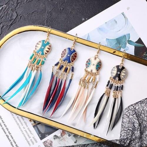 Handmade Boho Ethnic Long Tassel Earrings for Women Colorful Baseball Enamel Charm Earrings Hanging Girls Statement Ear Jewelry