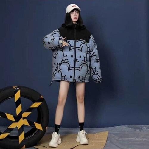 Winter Korean New Short Down Jacket 2021 New Female Cotton Padded Jacket Graffiti Minority Coat