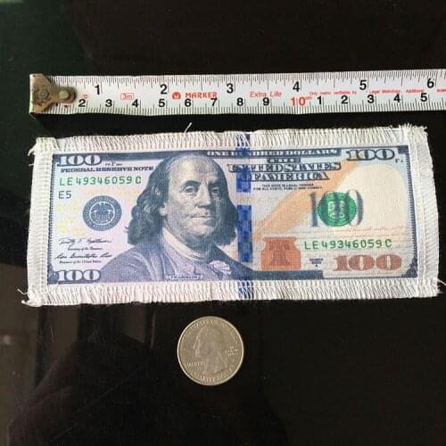 100 dollars Patches Embroidered Patches Iron on Patches for Clothes stickers sew on applique fabric 2018 currency patches