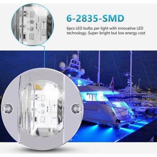 DC 12V Marine Boat Transom LED Stern Light Round Cold White LED Tail Lamp Yacht Accessory Blue/ White