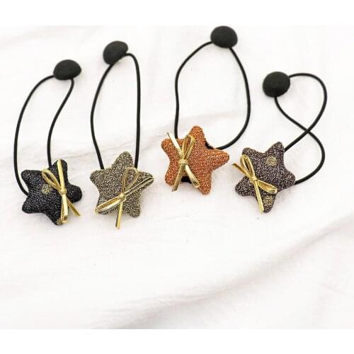 2Pcs/Pair Fashion Girls Children Hair Ropes Elastic Hair Bands Accessories Shining Star Kids Stretch Hair Ties Lovely Rope Bands