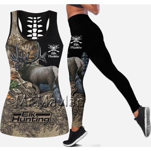 3D Printed Moose Hunting Camo Hollow Tanktop Women Sexy Vest Girls Fashion Tank tops Clothes ropa mujer Oversized Drop ship A-10