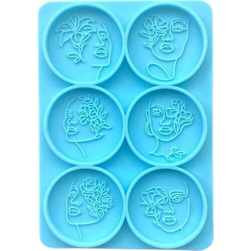 6 Round Female Heads Mobile Phone Holder Epoxy Resin Mold Phone Grip Decorations Casting Silicone Mould DIY Crafts Plaster
