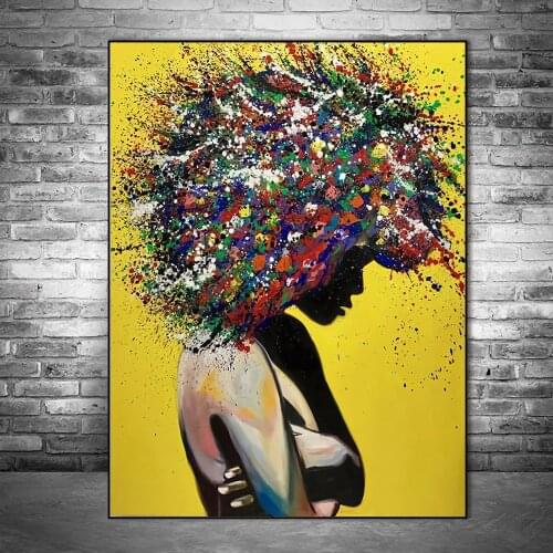 Abstract African Girl Wall Art Canvas Paintings Graffiti Art Posters Prints Street Pop Art Black Girl Wall Pictures Home Decora