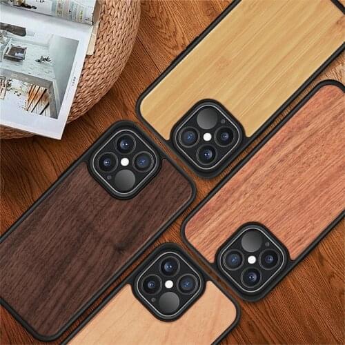 10Pcs Real Cherry Walnut Palisander Bamboo Wood Phone Cover TPU Case for iPhone 12 11 X XS XR Pro Max 6 7 8 Plus