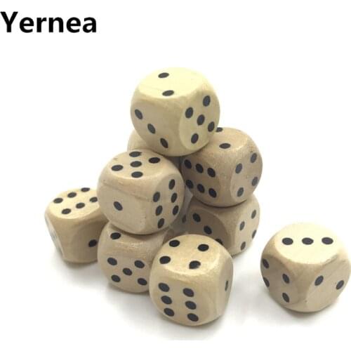 6Pcs 12mm Drinking Wooden Dice Rounded Corner Woodiness Point Dice Natural Wood Material Children Teaching Dice Entertainment