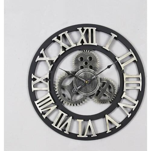European American Retro Dining Room Wall Clock Gear Stereo Clock Bar Ornaments Home Decorative Home Wall Crafts Design Clock