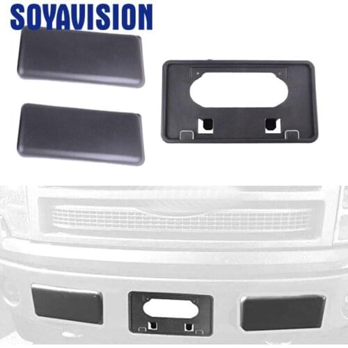 Set Front Bumper Guards Pads Car License Plate Bracket For Ford F150 09-14 License Plate Holder Mounting Bracket Black