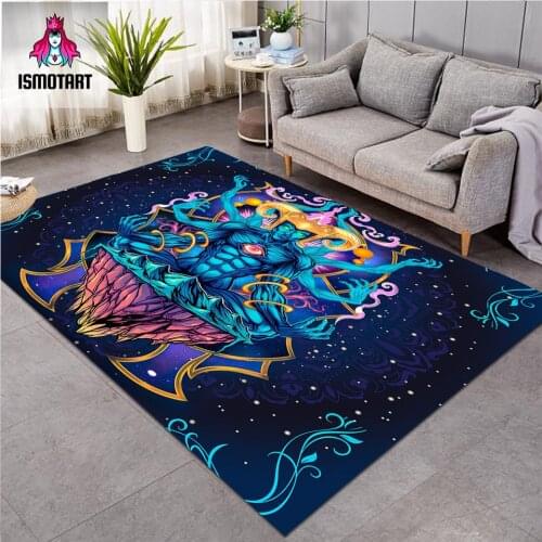Meditating God Flyland by Ismot Esha Large Carpets Psychedelic Bedroom Floor Mat Blue Living Room Center Rug Sacred Alfombra