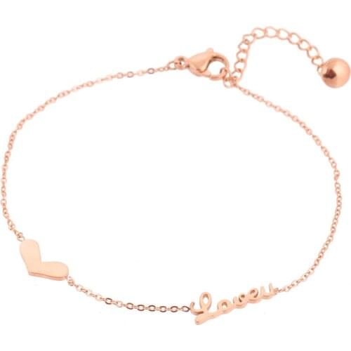 Fashion Love Heart Bracelets Bangles Rose Gold Color Vintage Party Jewelry For Women pulseras