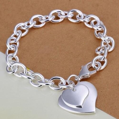 Trendy Heart Shaped Bracelet With Chian Silver Color Fashion Charming Jewelry