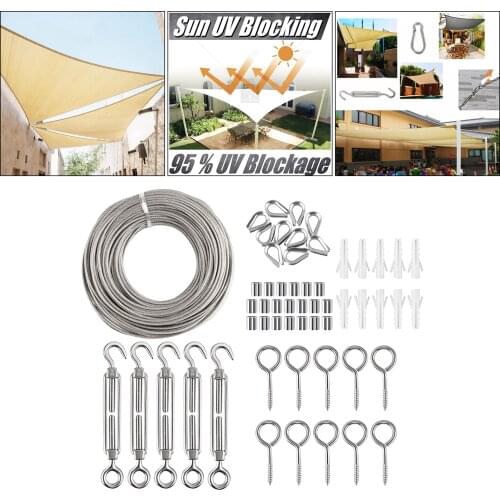 Shade Sail Hardware Kit Stainless Rectangle Sails Complete Set with Cable