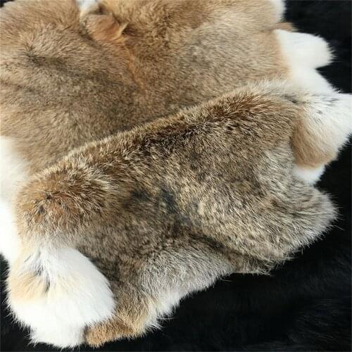 Raw Original Leather Real Nature Skin Pelt Rabbit Fur Material Khaki Black White Gray