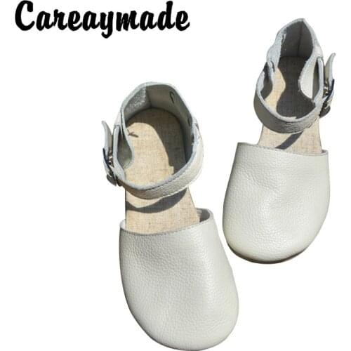 Careaymad-New pure Handmade Genuine leather shoes ,"Sen female" casual shoes,shallow mouth lacing retro shoes,Black/White