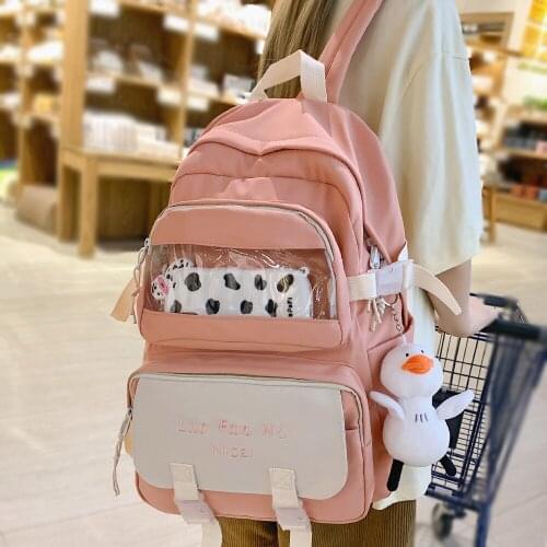 New Kawaii Waterproof Book Backpack Travel Women Fashion Lady Transparent Cute Bag Girl Backpack Female Laptop Clear Colloge Bag