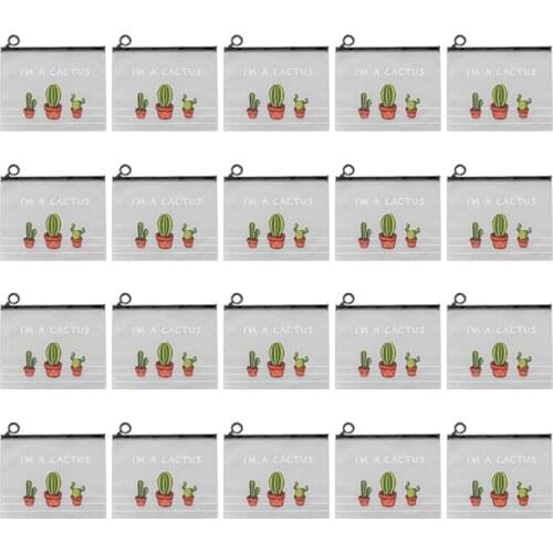 PPYY-Cute Fresh and Transparent Frosted Cactus Storage Bag Large Capacity Student Stationery Pencil Case-Transparent