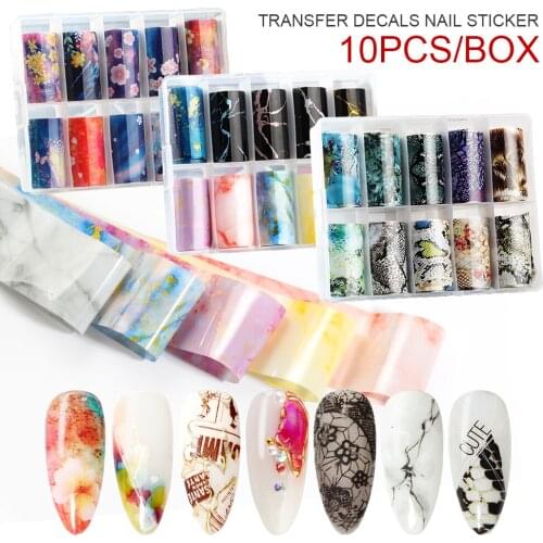 Patterns Animal Nail Foils for Transfer Paper Stickers Sliders Adhesive Nails Wraps DIY Water Marble Nail Art Decorations