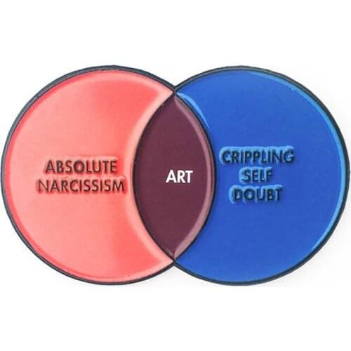 Absolute narcissism art crippling self doubt Enamel pin