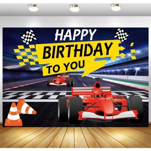 Sport Ferrari Car Racing Competition Flag Match Photo Backgrounds Kids Birthday Party Photography Backdrops Table Wall Poster