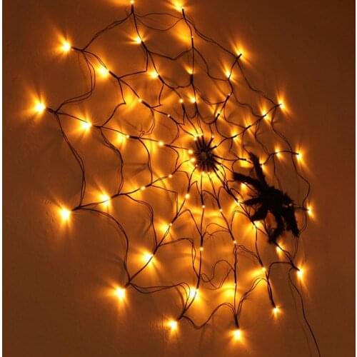 1pc Halloween Decoration LED Spider Web Light Indoor And Outdoor Atmosphere Layout Ghost Festival Spider Web Light Toy