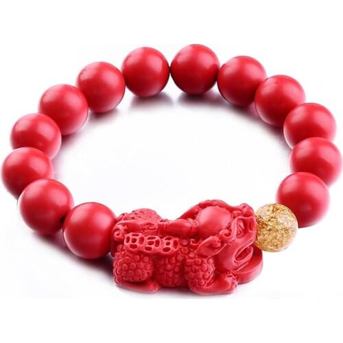 Chinese red ethnic style red cinnabar brave lucky bracelet men and women bracelets for men couple jewelry for women present