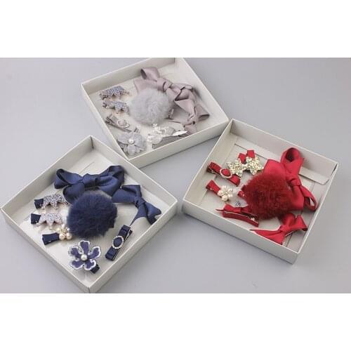 Handmade Pet Dog Hairpin Accessories Ribbon Hair Clips suit High quality hair ornaments combination 8pcs/set