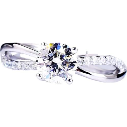 Unique Cross Real S925 Sterling Silver Womens Ring Engagement Wedding Party Luxury Elegant Exquisite Big Diamond Fine Jewelry