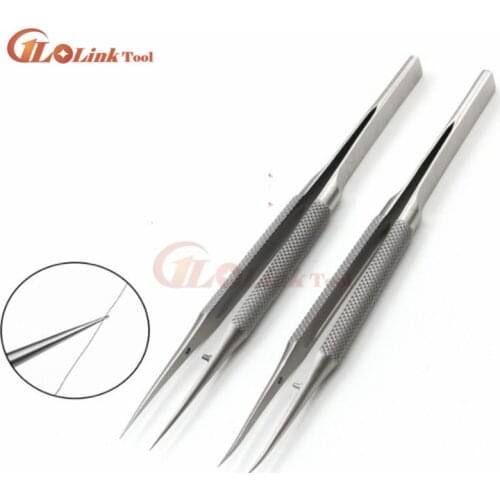 11cm Stainless Steel Round Handle Micro Tweezers Eyelid Tweezers Tooth Platform Ophthalmic Instruments Surgery Tools