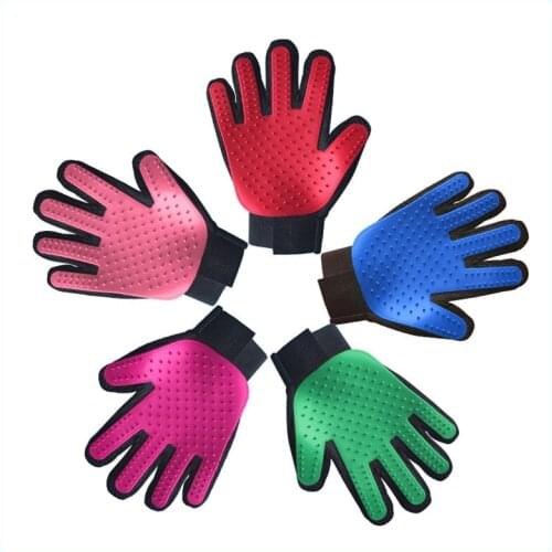 180 Tips Pet Hair Remover Glove Gentle Pet Grooming Glove Brush Deshedding Glove Massage Mitt with Enhanced Five Finger Design