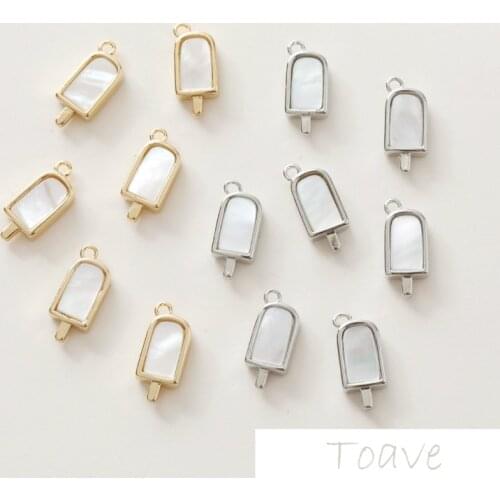 14K Gold Plated Real Gold Maintains Color Mini Small Ice Cream Shell Pendant DIY Ear Stud Necklace Bracelet Accessories 2pcs