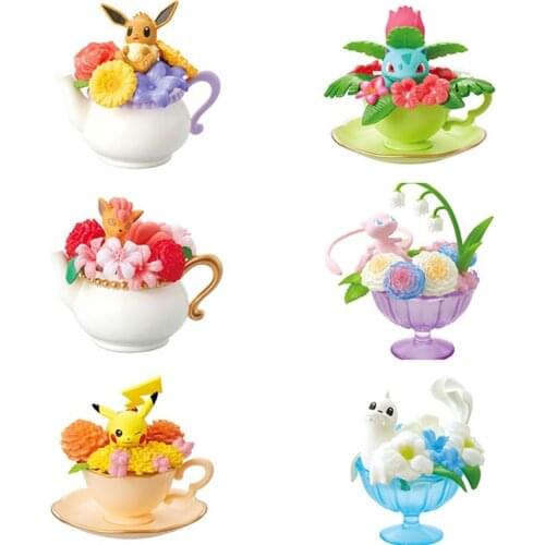 6Pcs/Set Cartoon Mew Eevees Ivysaur Seel Vulpix Cup Anime Figure Toy Pokemones Floral Cup Action Figure Toys Gifts for Kids