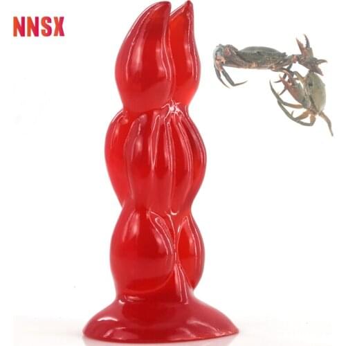 NNSX Crab Anal Plug Anal Dilator XL Wine Red Irregular Shape Doubl Head Thick Soft Suction Cup Masturbation Sex Toys For Women