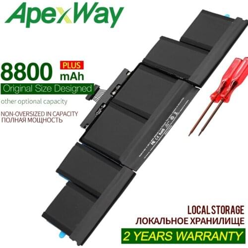 ApexWay A1494 8800mAh 11.26V New Laptop Battery For Apple Macbook Pro 15" Retina A1398 Late 2013 - 2014 ME293 ME294 MGXA2 MGXC2
