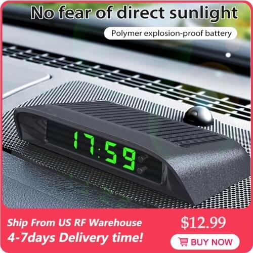 Car Clock Auto Internal Stick-On Digital Watch Solar Powered 24-Hour Car Clock with Built-in Battery Car Decoration Electronic A