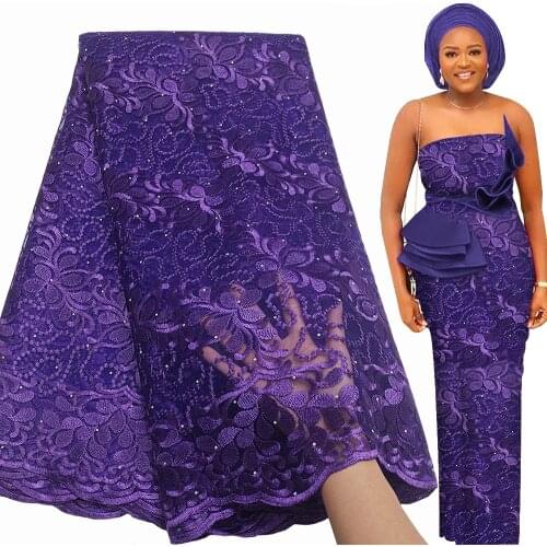 Bestway Latest French Tulle Lace Fabric Embroidery 2020 High Quality African Women Party Dress Rhinestone Nigerian Lace Fabric