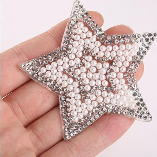 Bling STAR Sparkling Rhinestone Clothes Patches Hot drilling DIY Appliques Bling Iron-on Patches for dress