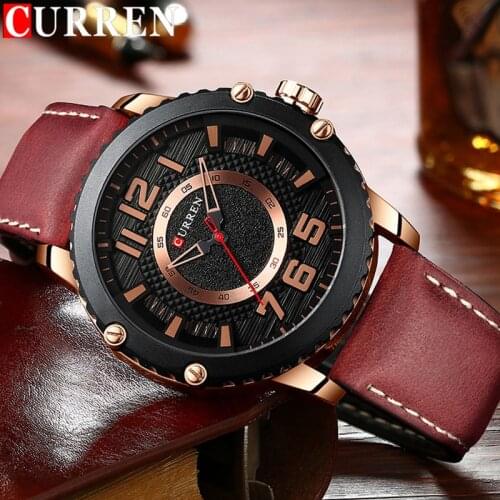 CURREN Sport Men Watch Top Luxury Brand Military Army Business Waterproof Male Clock Genuine Leather Quartz Man Wristwatch 8341