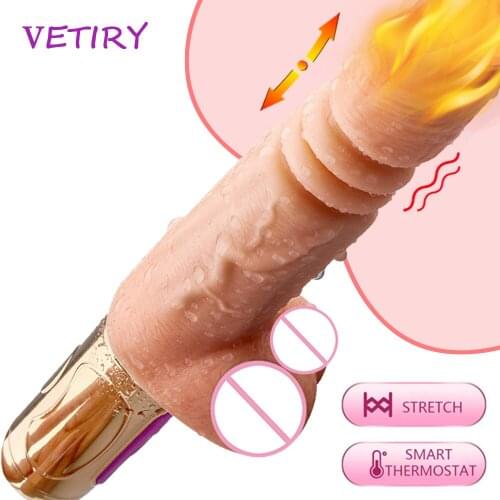 Telescopic Vibrating Dildo Heating Thrusting Dildo Vibrator Vaginal Stimulation Penis Sex Toys For Women Female Masturbation