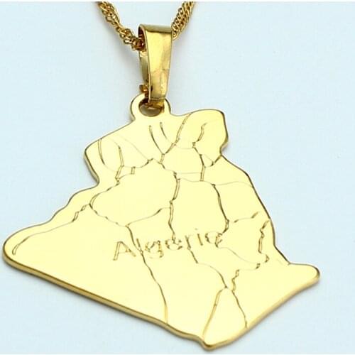 JH Brand Algerie Gold Color Country Map Necklace Pendant Nice Gift For Women and Men New Fashion Jewelry Trendy Pendant