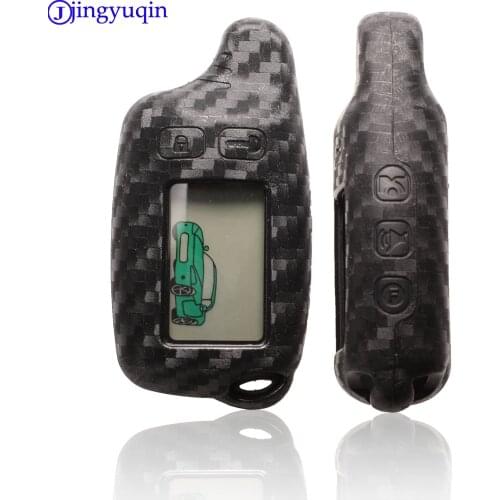 Jingyuqin For Tomahaw Tw9010 9010 Tw9020 Carbon Silicone Case KeyChain For Russian 2-way Alarm System Alarm Key Fob