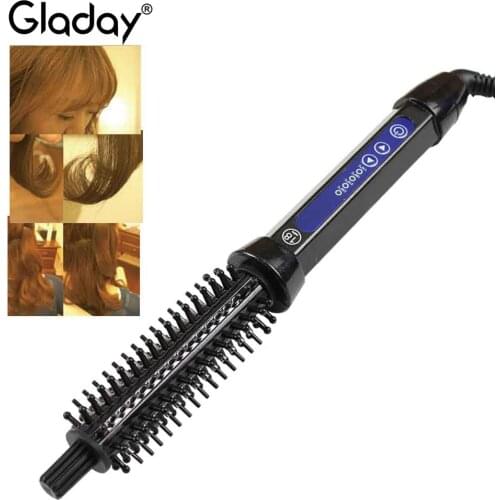 Gladay Hair Curling Brush Comb Curling Iron Ceramic Hair Curler Straightener Men Short Hair Big wave Electric Hair Styling Tool