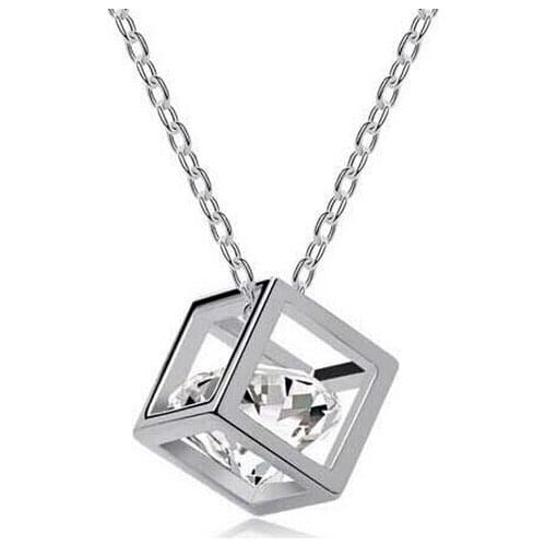Korean jewelry wholesale dimensional cube love Hearts and Arrows Zircon women statement necklace free shipping