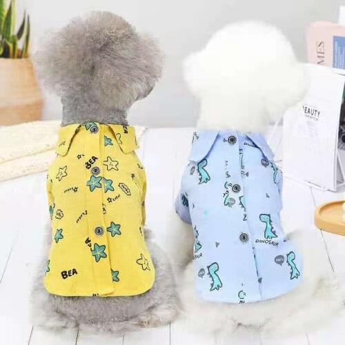 Summer and autumn thin dog clothes back button cartoon for Small Medium Dog Cat shirt teddy Pomeranian chihuahua dog vest