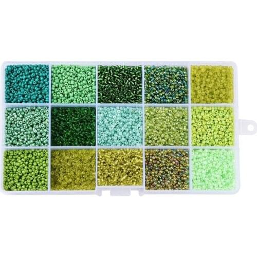 Multi-Specification Green Glass Rice Beads Diy Handmade Glass Seed Beads Beaded Bracelet Jewelry Accessories
