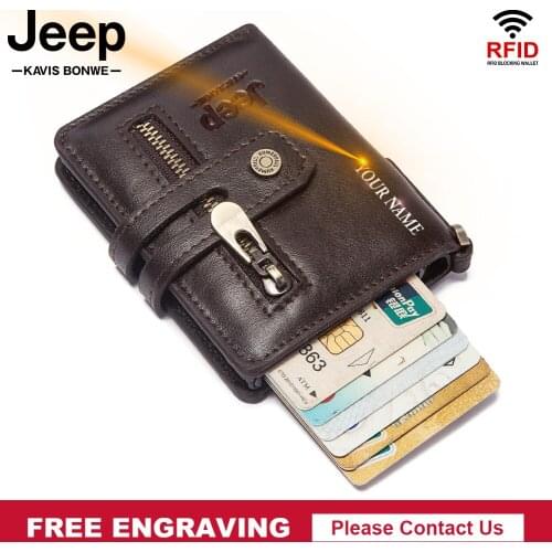 Engraving Men Rfid Wallet Metal Case Aluminum Box Genuine Leather Credit Card Holders Short Anti Protect Travel ID Cardholder